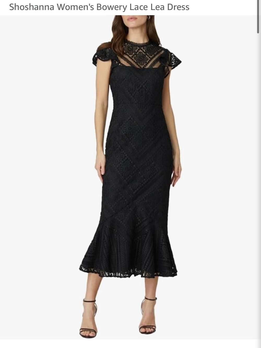 Like New: Shoshanna Lace Midi Dress with Flutter Sleeves, size 8